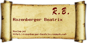 Rozenberger Beatrix névjegykártya